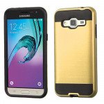 Wholesale Samsung Galaxy J3 / Galaxy Amp Prime Iron Shield Hybrid Case (Champagne Gold)